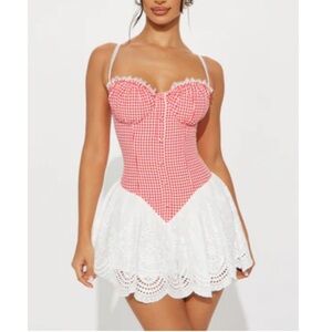 Fashion Nova Red and White Mini Dress